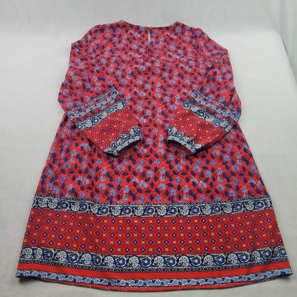 Loft petite red with border trim long sleeve shift dress - Picture 5 of 7